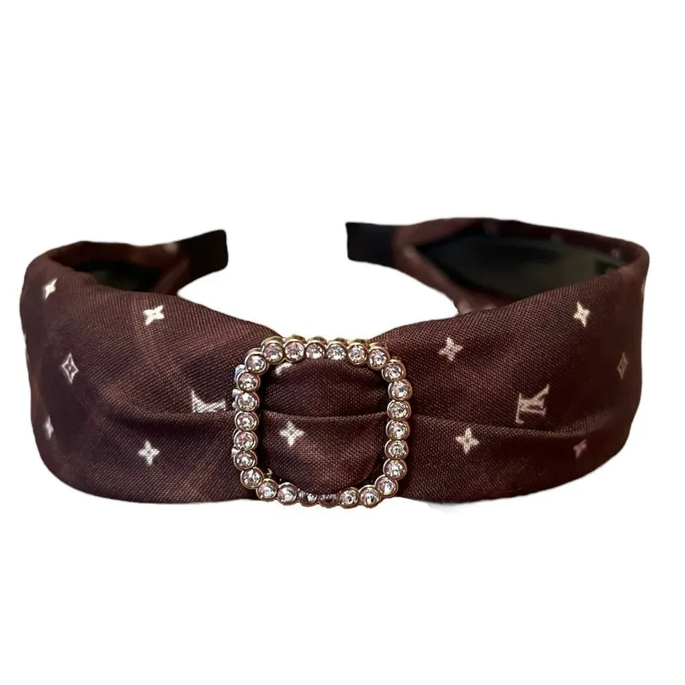 💎2/$30💎 Designer Inspired Upcycled Brown Gold Crystal Buckle Headband